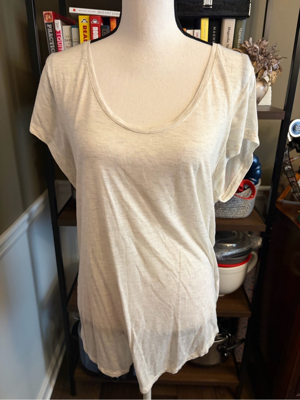 Lou & Grey Washed Cream Scoop Neck Women's Top